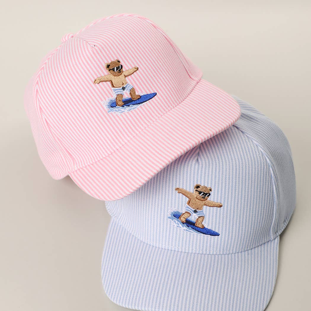 Light Blue Surfing Bear Trucker Hat