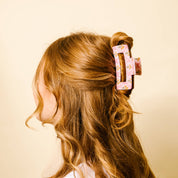 Pink Bow & Floral Claw Clip