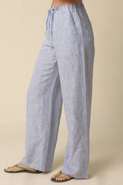 Blue Striped Wide Leg Pants
