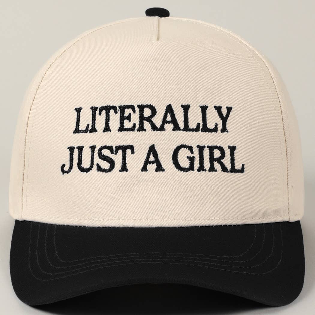 Literally Just A Girl Embroidery Two Tone Trucker Hat: FUCHSIA / ONE SIZE