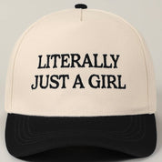 Literally Just A Girl Embroidery Two Tone Trucker Hat: FUCHSIA / ONE SIZE