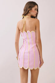 Contrast Piping Halter Neck Mini Dress