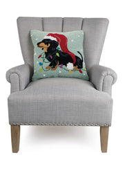 Mint Christmas Dachshund With Long Hat Hook Pillow