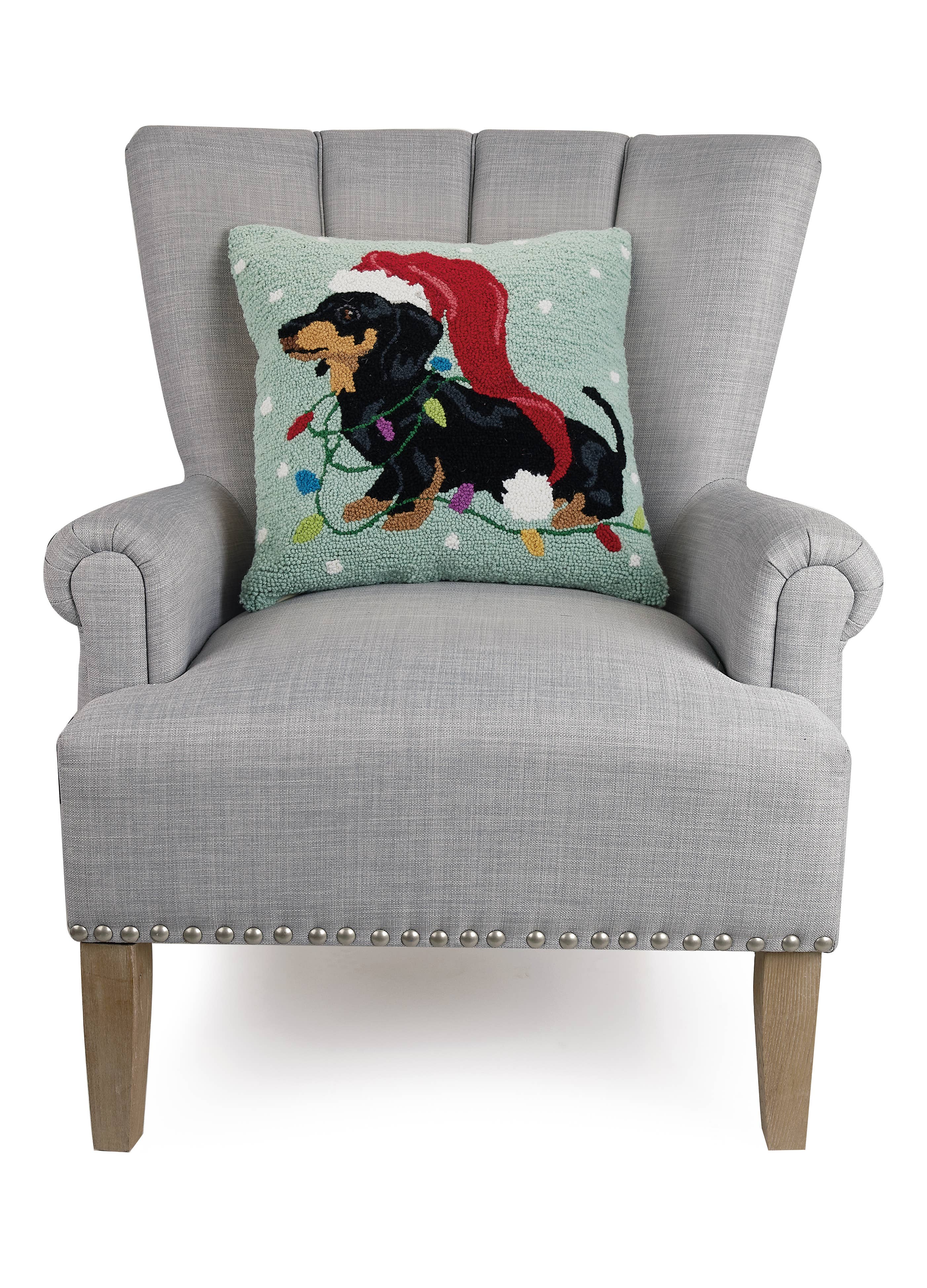 Mint Christmas Dachshund With Long Hat Hook Pillow