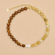 Brown Two-Tone Stone & Pearl Necklace