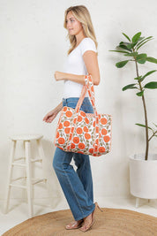 Orange Marigolds Quilted Tote Bag