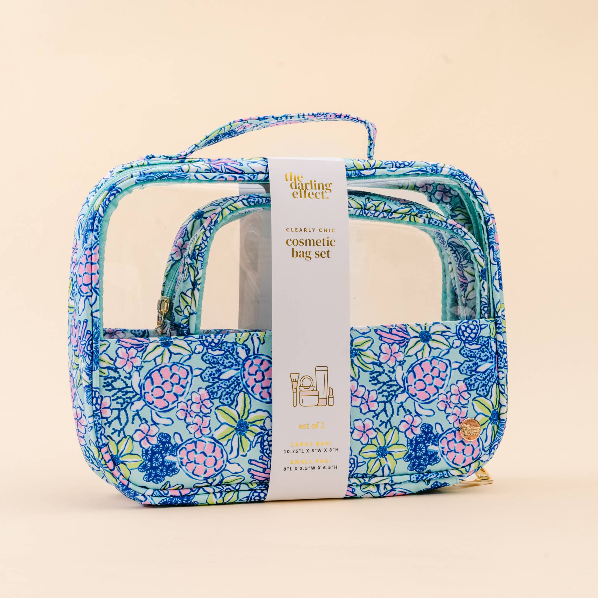 Clearly Chic Cosmetic Bag Set-Coastal Cove