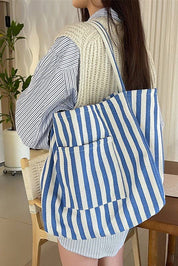 Blue Striped Tote Bag