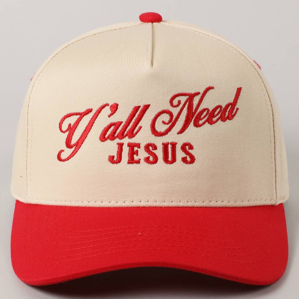 Y'all Need Jesus Trucker Hat/ Red