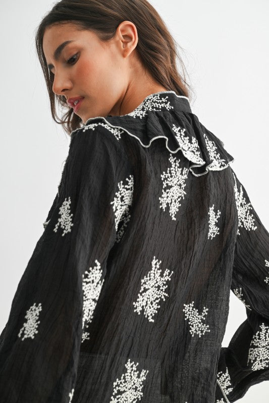 Black Embroidered Blouse