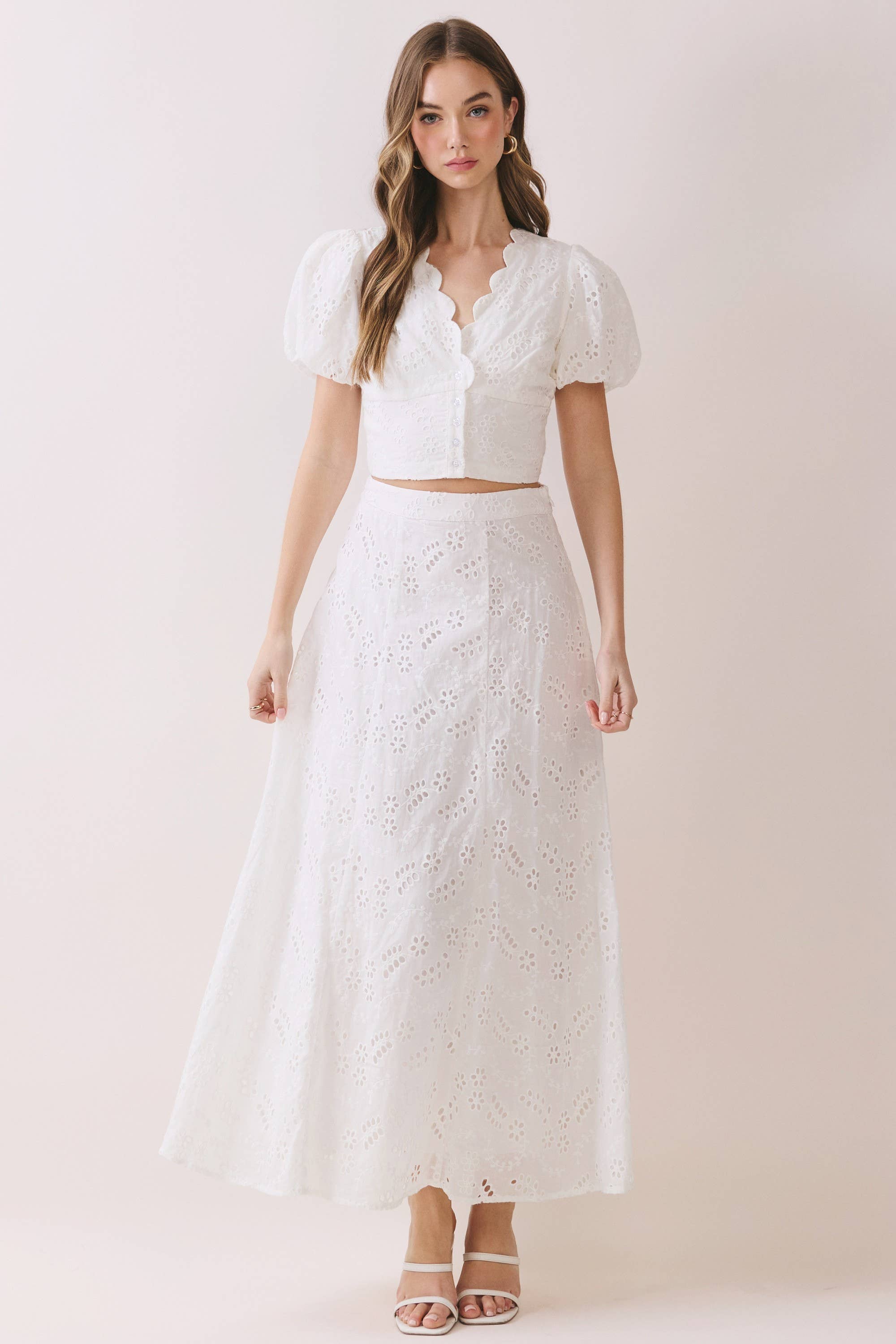 White Eyelet Maxi Skirt