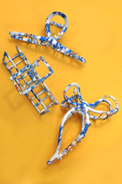 VINTAGE TOILE PATTERN PORCELAIN HAIR CLAW CLIPS | 40H914: OVAL