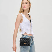 Black Winona Quilted  Multi-Compartment Crossbody