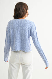 Blue Scallop Knit Cardigan