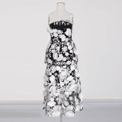 Blue 3D Flower Strapless Dress