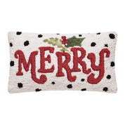 White Polka Merry Hook Pillow