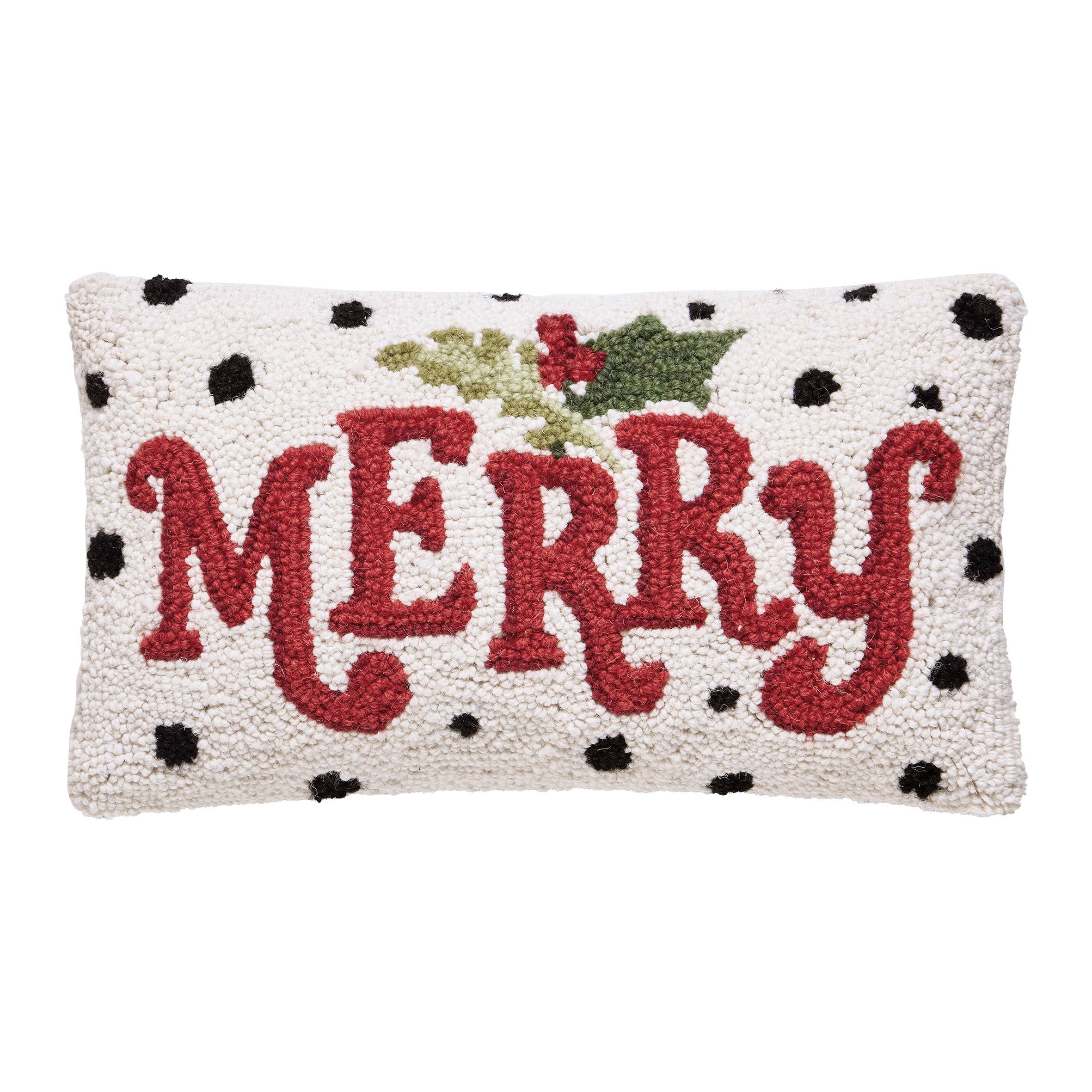 White Polka Merry Hook Pillow