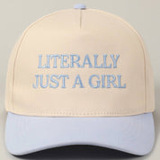 Literally Just A Girl Embroidery Two Tone Trucker Hat: FUCHSIA / ONE SIZE
