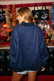 Navy USA & Flag Reversible Mockneck