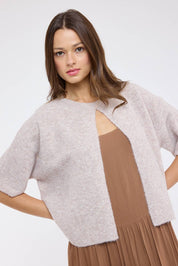 Light Brown Single Button Cape Sweater