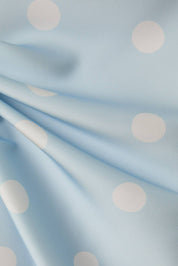 Light Blue Polka Dot Satin Midi Skirt