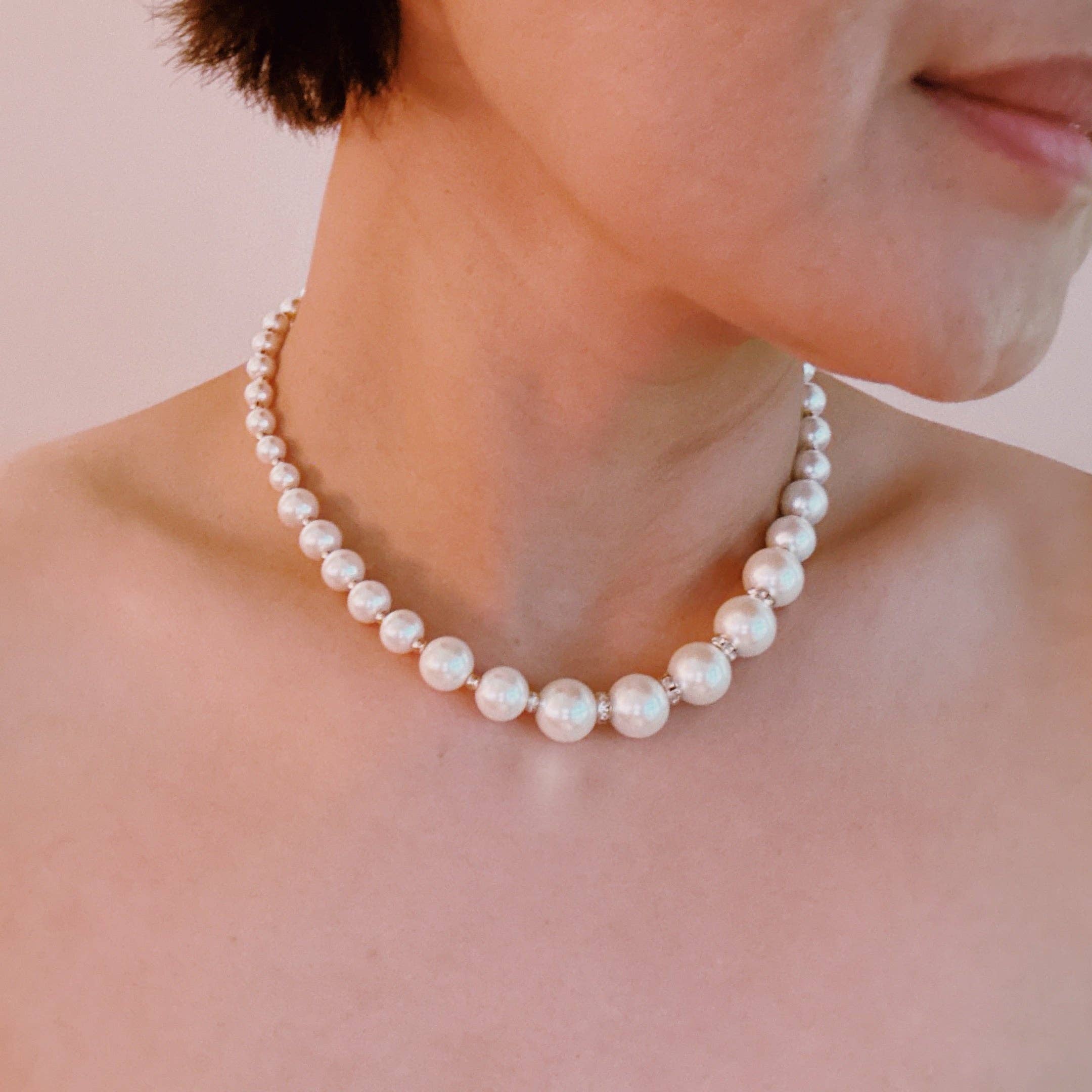 Graduated Glam Pearl Necklace — lobster clasp closure and 16" chain with 3" extender