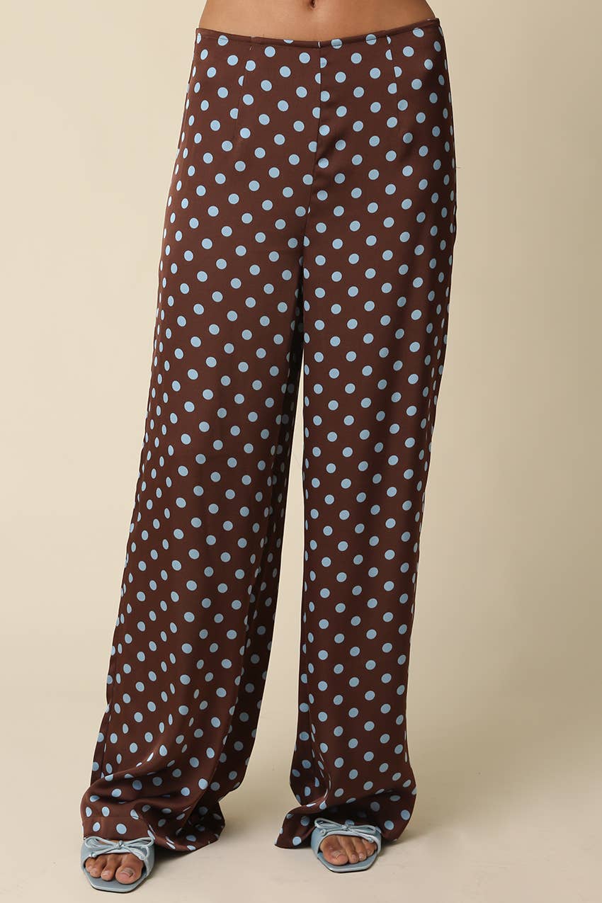 Brown Polka Dot Wide Leg Pants