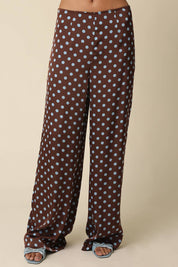 Brown Polka Dot Wide Leg Pants