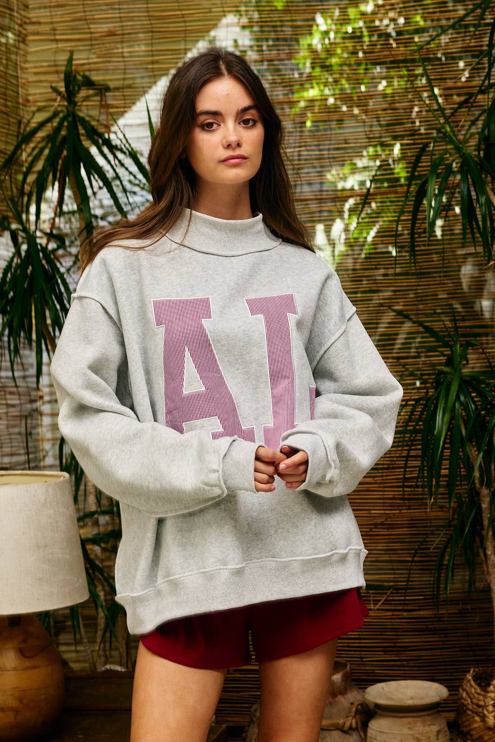 AL Stripe Mock Neck Sweatshirt