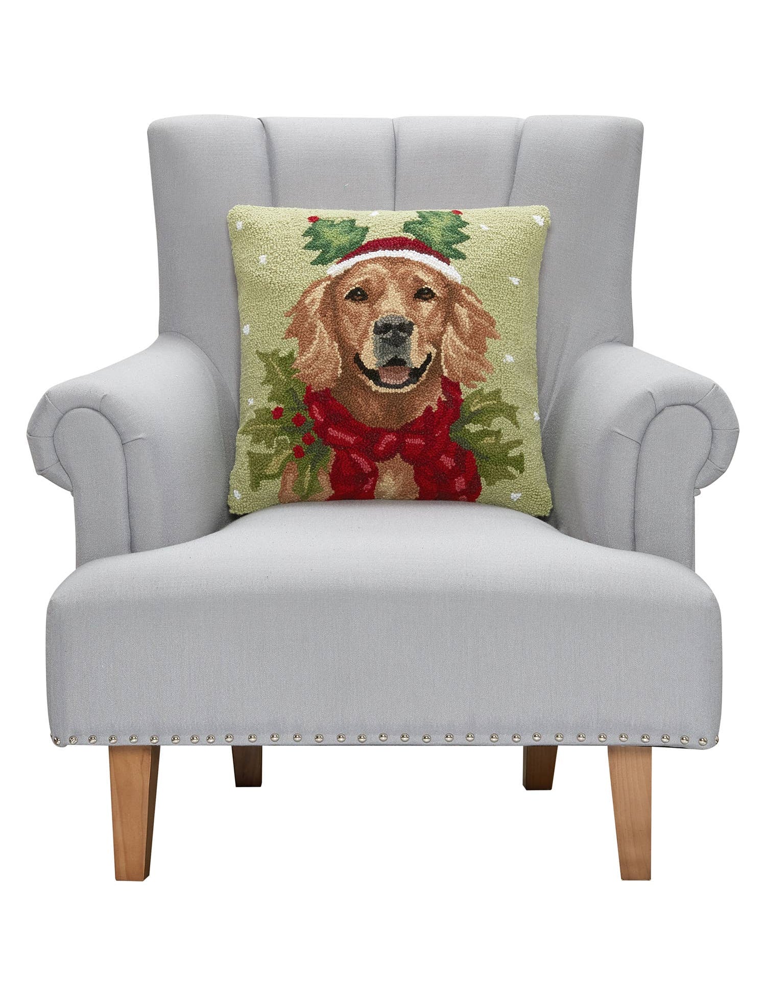 Green Holiday Retriever Hook Pillow