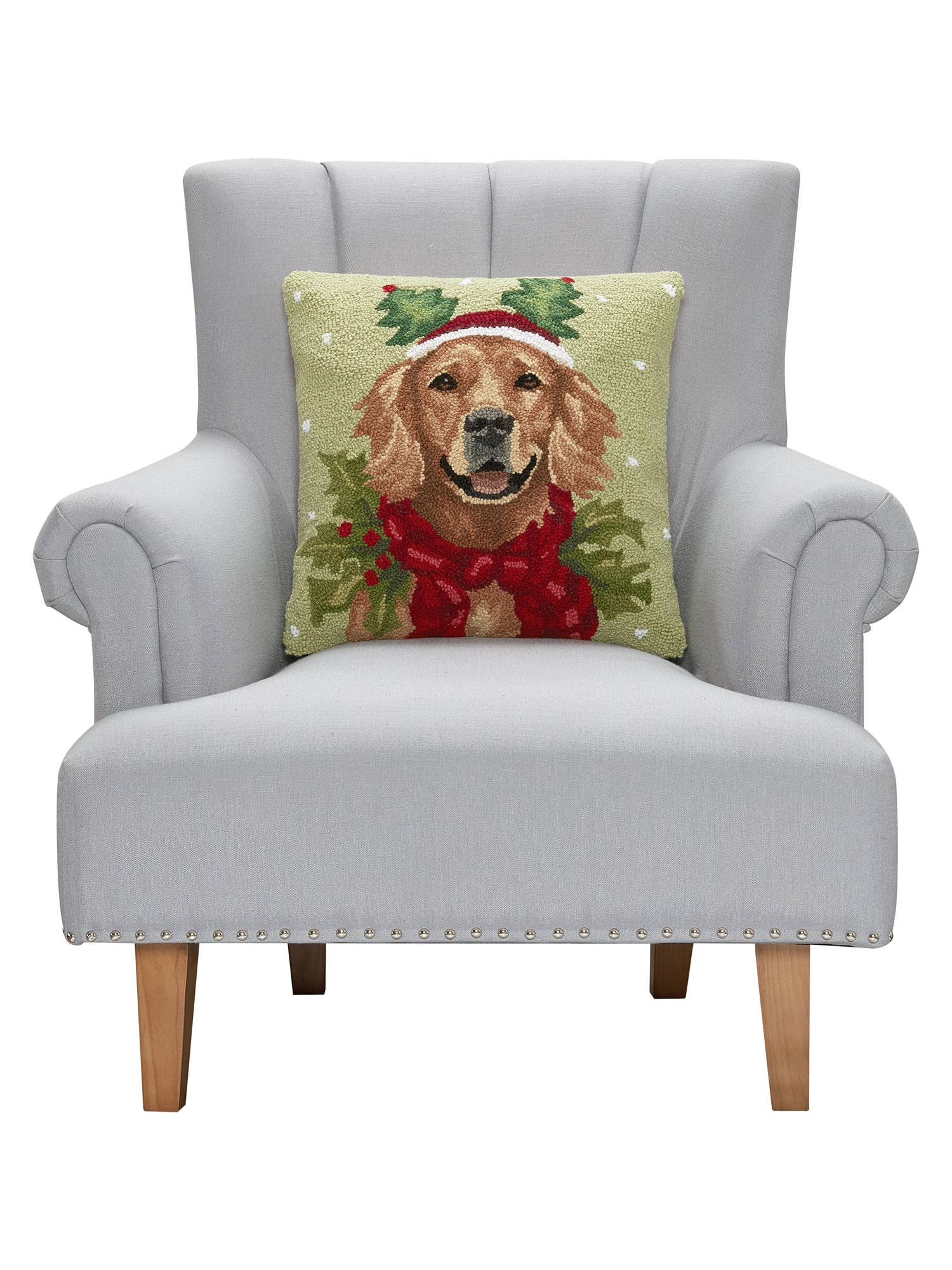 Green Holiday Retriever Hook Pillow