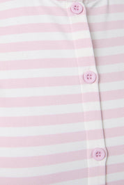 Pink Sleeveless High Neck Stripe Top