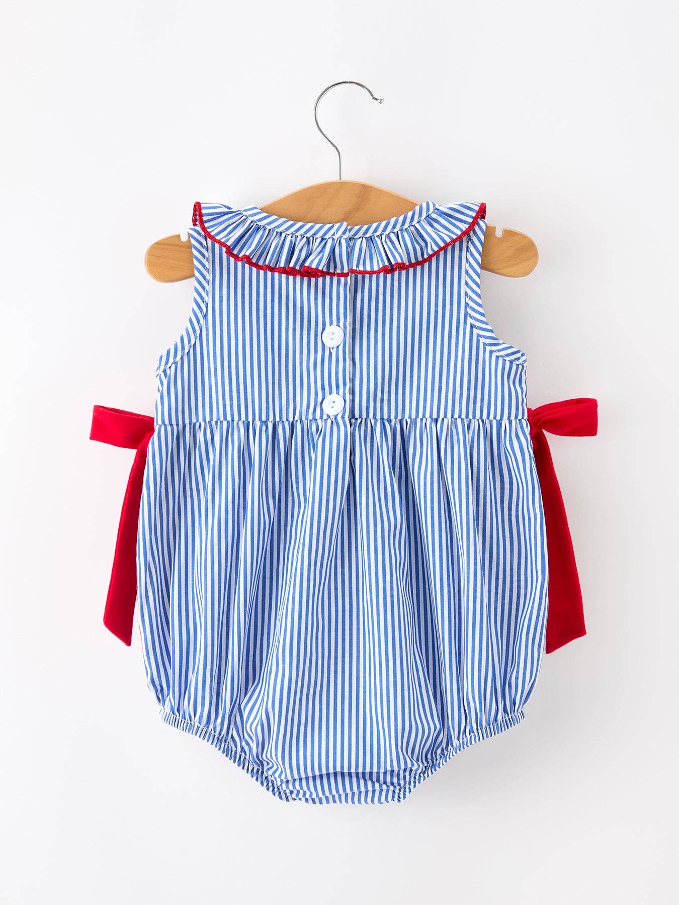 4th of July Plaid Smocked Romper