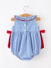 4th of July Plaid Smocked Romper