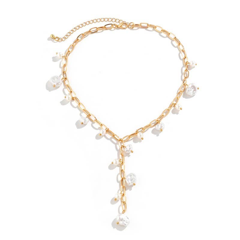 Boho Y Pearl Necklace