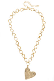 Elise Hammered Heart Cable Chain Necklace in Shiny Gold — thoughtfully designed in-house by michelle & davin shaw and