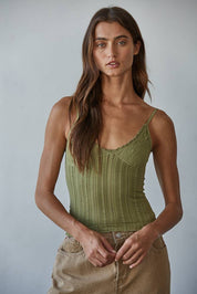 Green Jacquard Pattern Top