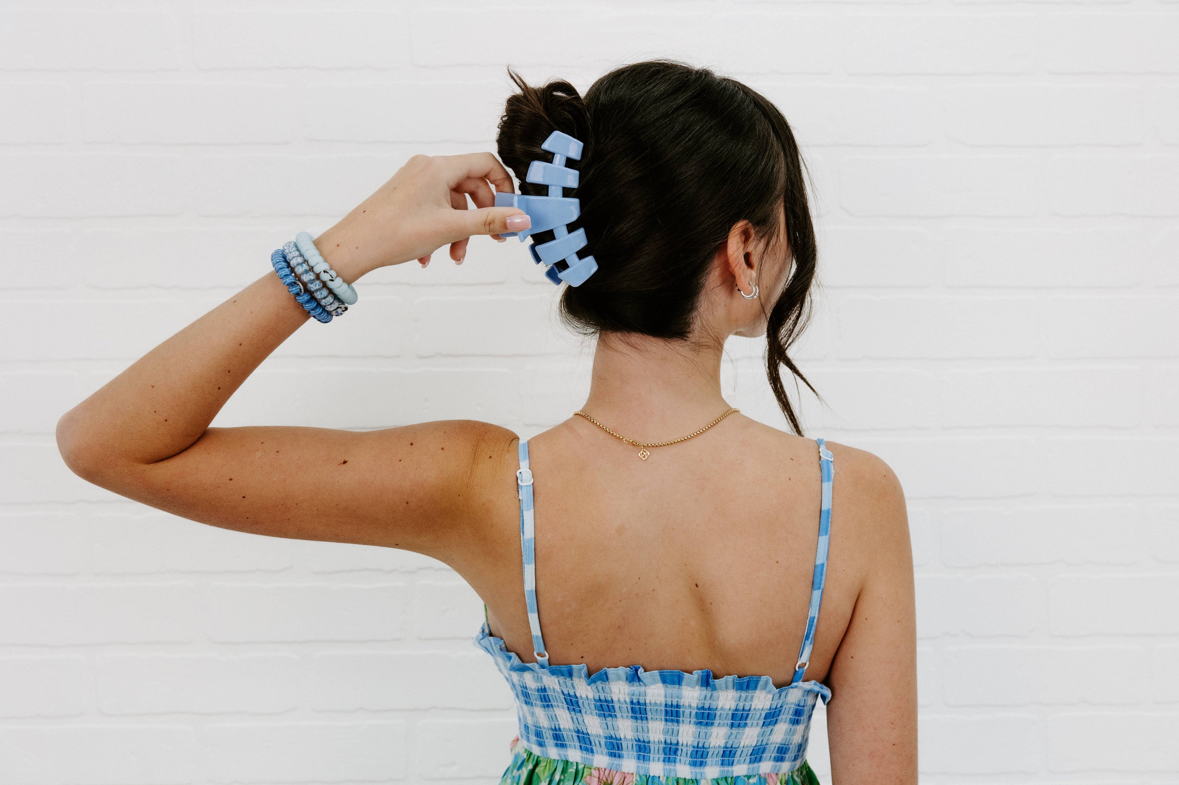Classic Hair Clip | Large | Clear Skies showing solid soft powder blue