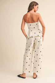 White Polka Dot Strapless Set
