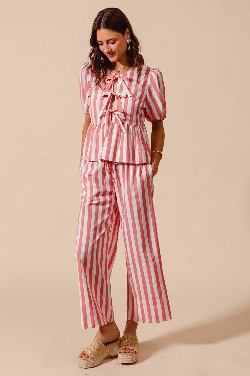 Pink Stripe Top & Pant Set