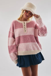 Long Sleeve Knit Henley Sweater Top