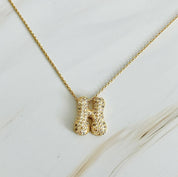Crystal Bubble Initial Necklace: C
