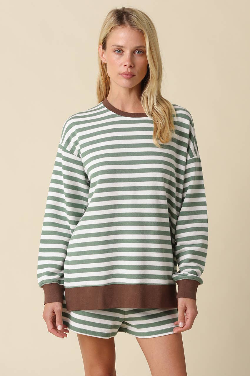 Green Striped Long Sleeve Set