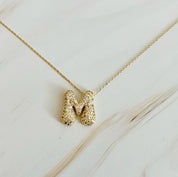 Crystal Bubble Initial Necklace: C