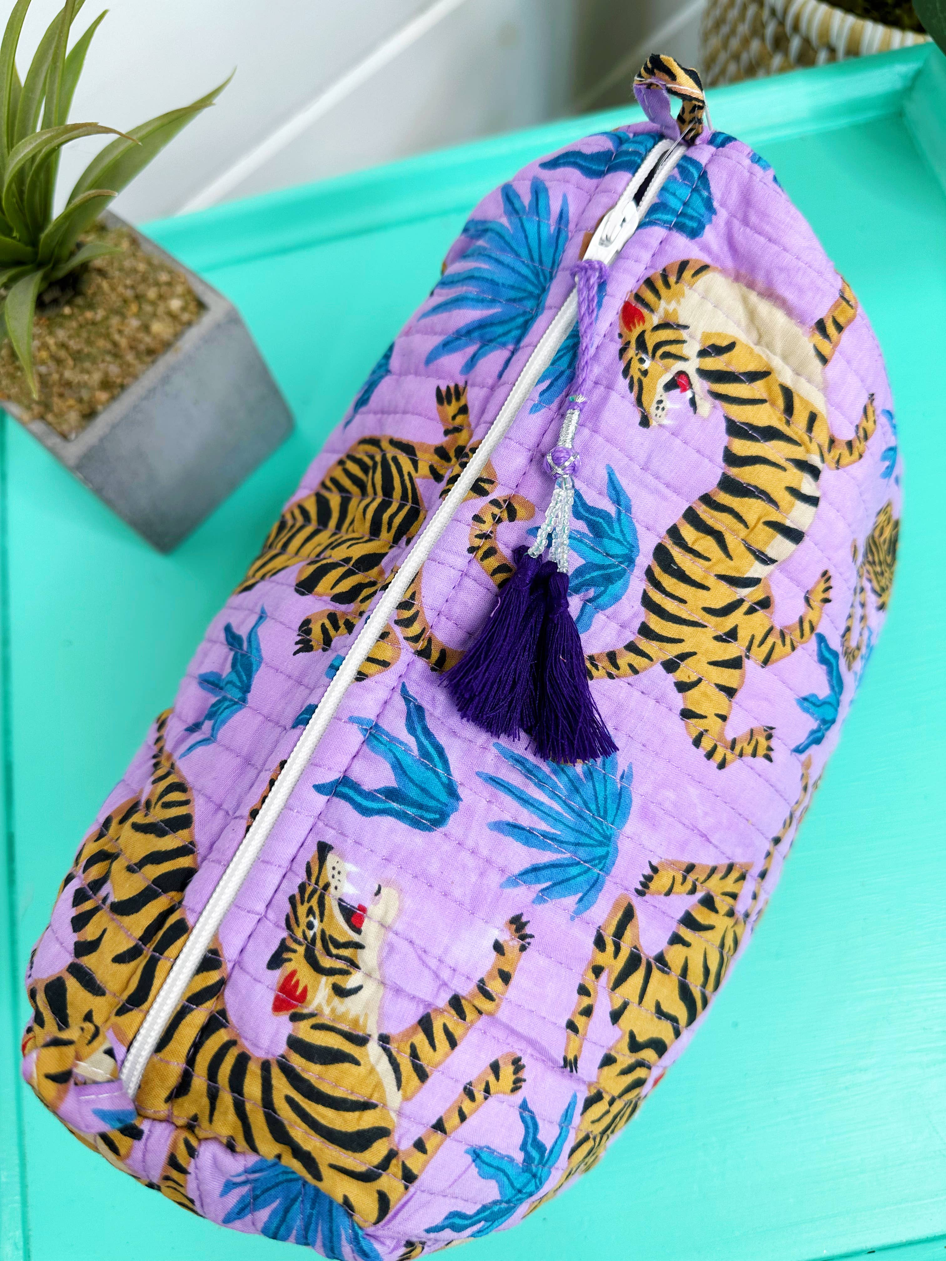 Cosmetics Bag | Quilted Makeup Bags | Toiletry Bag  | Tigers