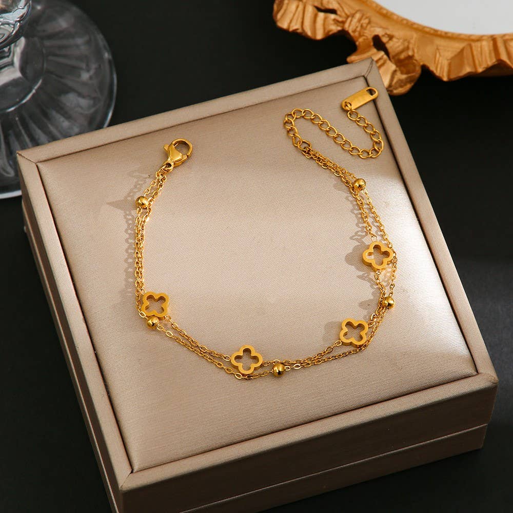 18k Stainless Steel Clover Tarnish Free Bracelet