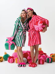 Pink Striped Slippers
