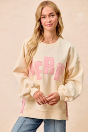 Cream/Pink Merry Christmas Sweatshirt