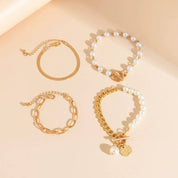 MULTILAYER PEARL CHAIN HERRINGBONE MIX BRACELET | 40B5151