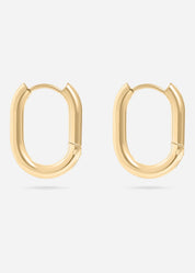 18K Gold Stainless Steel Oval Huggie Earrings